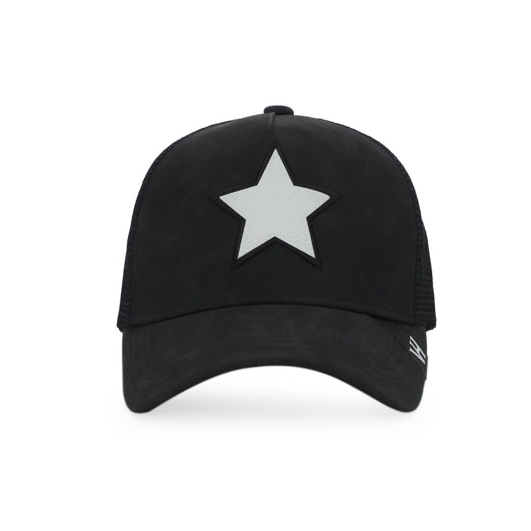 Vintage Havana Synthetic Leather Black Trucker Hat for Women  display picture 2
