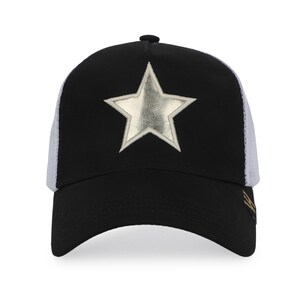 Trucker Hat with Pearl Star Snapback Mesh Adjustable Baseball Cap Pearl Star Trucker Hat for Women – Khaki Mesh Snapback With  main image 3