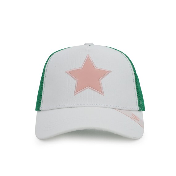 Vintage Havana off White Trucker Hat for Women – Pink Star  display picture 3