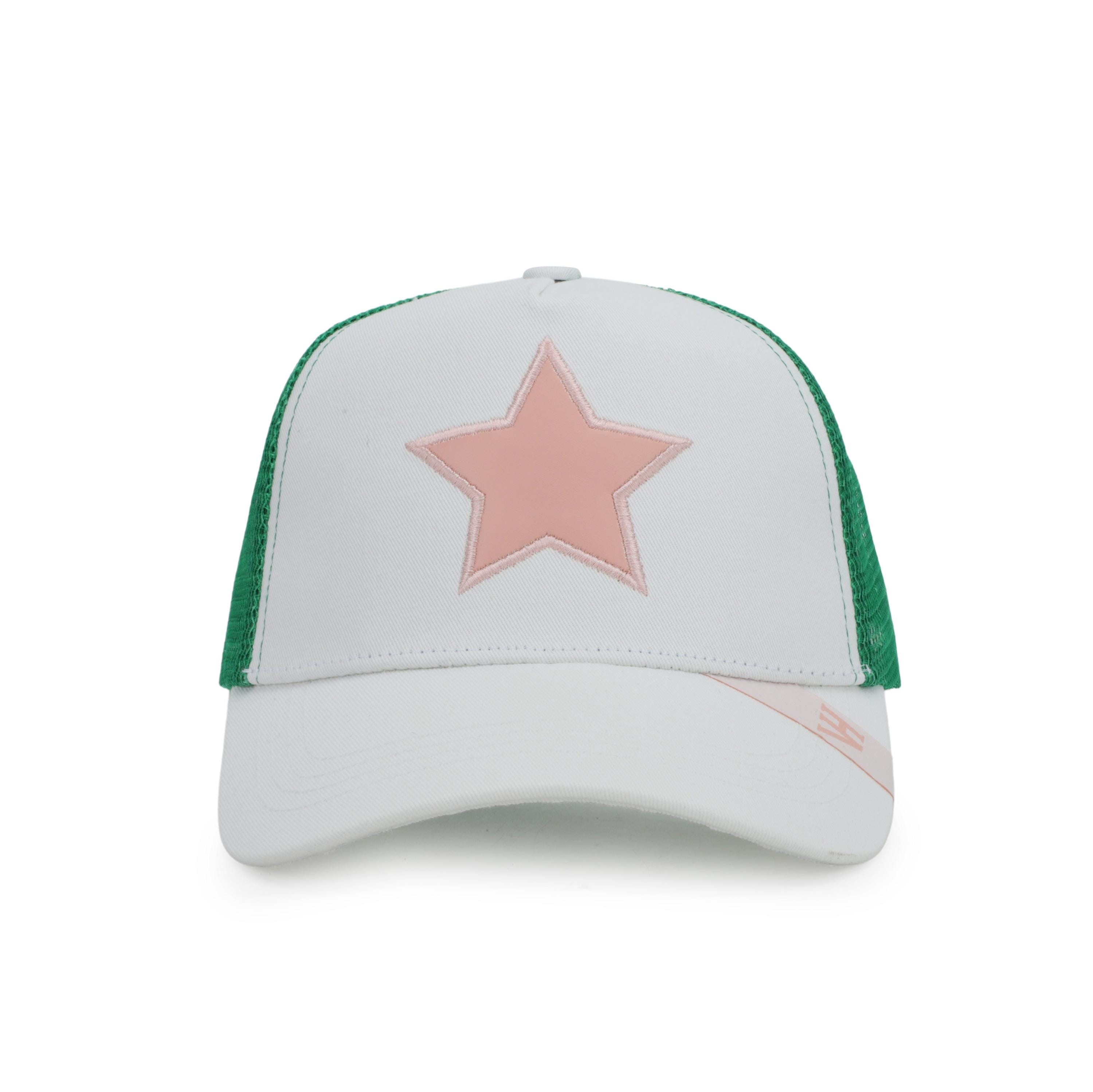 Vintage Havana off White Trucker Hat for Women – Pink Star  display picture 2