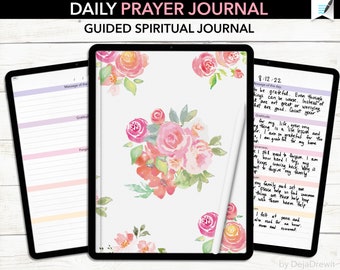 Daily Prayer Journal Printable Digital Gratitude Notebook Daily Scripture Journal for Spiritual Women PDF for Goodnotes Notability OneNote