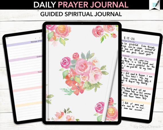 Daily Prayer Journal Printable Digital Gratitude Notebook Daily Scripture Journal for Spiritual Women PDF for Goodnotes Notability OneNote