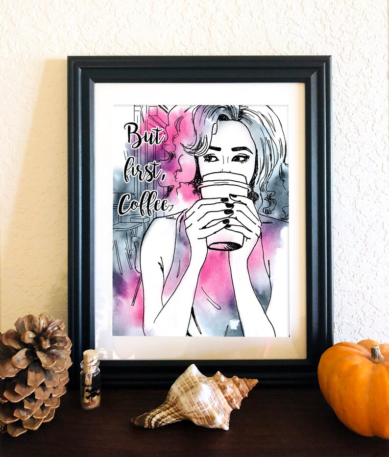 Cafe Art Print 8x10 Coffee First Coffee