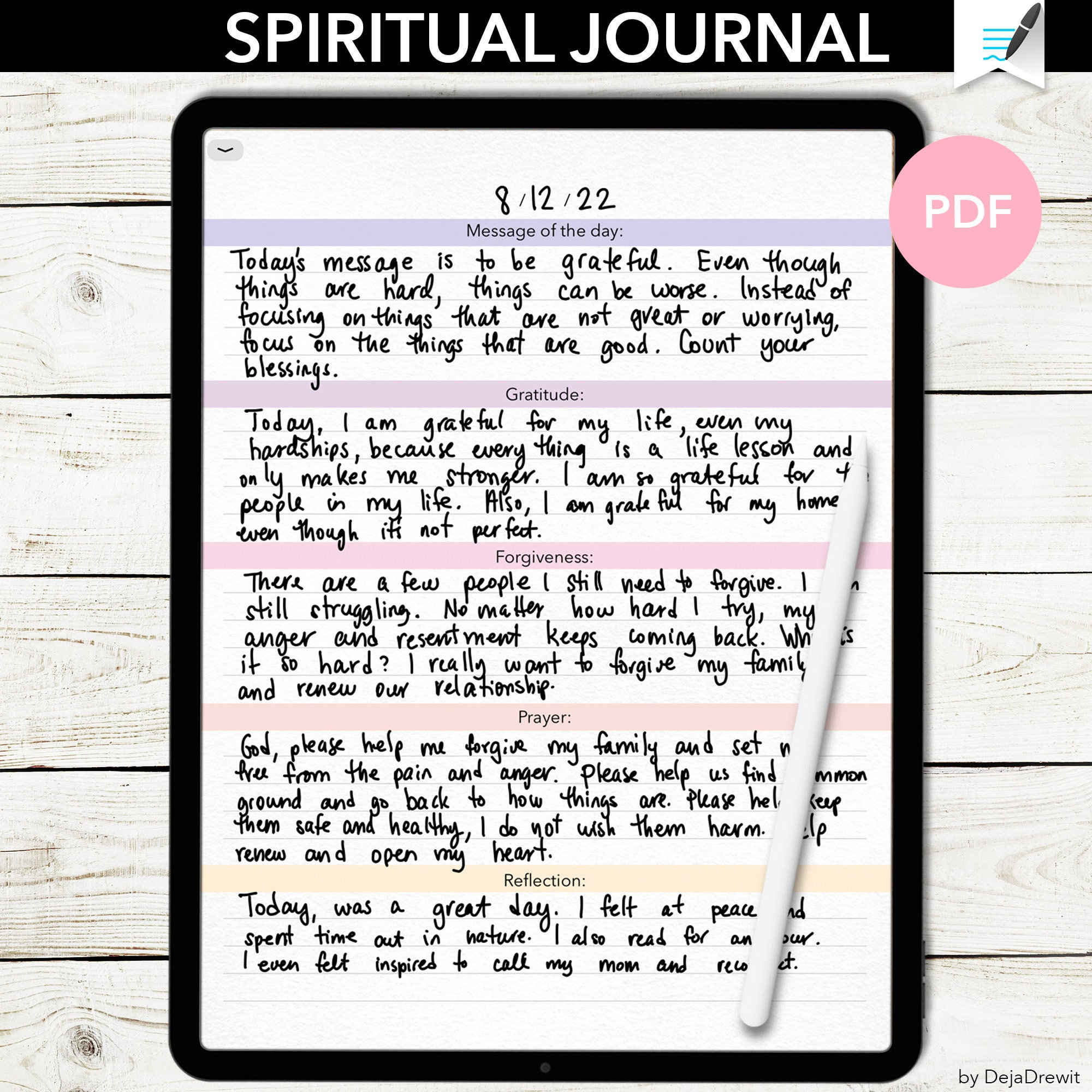 Daily Prayer Journal Printable Digital Gratitude Notebook Daily ...