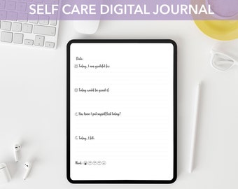 Self-care Journal Daily Digital Selfcare Journal Simple Notebook for Self care Instant Download Printable PDF for Goodnotes Notability