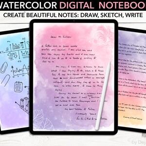 Digital Journaling Notebook PDF for Goodnotes, Colorful Watercolor Template, Digital Note Paper Template, Onenote Template Note Taking