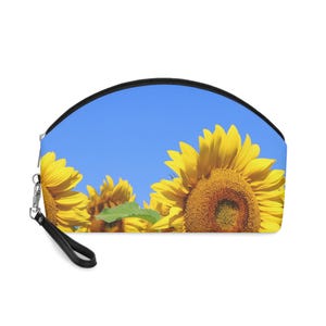 Sunny Sunflower Makeup Bag, Floral Cosmetic Pouch, Summer Gift, Travel Organizer, Beauty Essentials Case