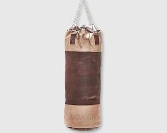 Vintage Boxsack aus Rindsleder für Boxen, MMA, Muay Thai & Kickboxen