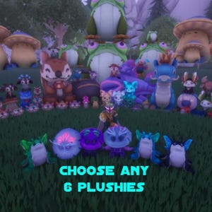 6 Palia Plushies | Custom Choice | All In-Game Plushies | Madrinas Pink Maji | Rainbow Butterfly | Nibbles Plush | Stackable Collectibles