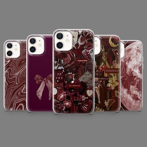 Burgundy Phone Case Dark Red Maroon Cover for iPhone 16,15,14,13,12 Samsung S25,S24,S23FE,S22,A16,A26,A56,Pixel9Pro,8A,7