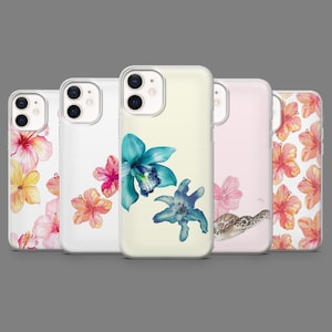 Hibiscus-telefoonhoes Hawaiian Flower Lilly Blooms Cover voor iPhone 16, 15, 14, 13, 12, Samsung S25, S24, S23FE, S22, A16, A26, A56, Pixel 9Pro, 8A,7