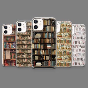 Bookshelf Phone Case Wooden Furniture Library Cover for iPhone 16, 15, 14, 13, 12, Samsung S25,S24,S23FE,S22,A16,A26,A56,Pixel 9Pro,8A,7