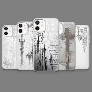 Weiße Gothic Handyhülle Cybersigilism Y2K Grunge Cover für iPhone 16,15,14,13,12 SamsungS25,S24,S23FE,S22,A16,A26,A56,Pixel9Pro,8A,7