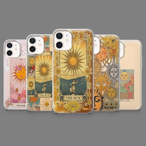 Sun Tarot Phone Case Sunny Astrology Hippie Cards Cover for iPhone 16,15,14,13,12 Samsung S25,S24,S23FE,S22,A16,A26,A56,Pixel9Pro,8A,7