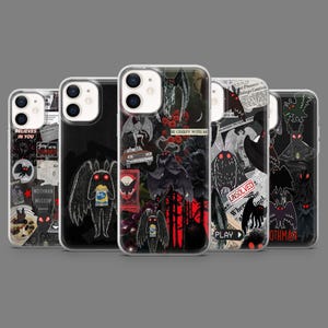 Capa de celular Mothman com monstro criptídeo para iPhone 16, 15, 14, 13, 12 Samsung S25, S24, S23FE, S22, A16, A26, A56, Pixel 9Pro, 8A, 7
