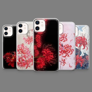 Red Spider Lily Phone Case Lycoris Radiata Floral Gothic Cover for iPhone 16,15,14,13,12 SamsungS25,S24,S23FE,S22,A16,A26,A56,Pixel9Pro,8A,7