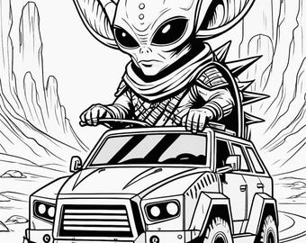 Fury Road Monsters Kleurboek Post-apocalyptische auto's en grappige monsters Afdrukbare kleurplaten voor kinderen