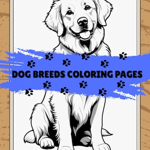 Dog Breeds Coloring Book for Kids & Adults – 8 Printable Pages – Digital Download