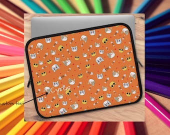 Custodia per computer portatile in neoprene con motivo a gatto