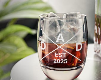 Gepersonaliseerd whiskyglas: nieuw vadercadeau, aangepaste datum