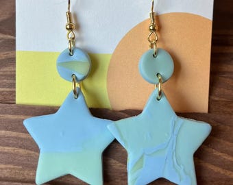 Marbled Glow in the Dark Star Earrings