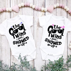 Custom Double Trouble Twins Onesies, Personalized Christmas Gift, Funny Cute Twin outfit Set, Twin Baby Onesies, Halloween Onesie Gift