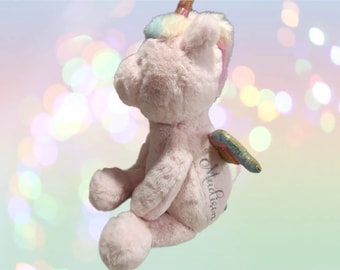 Vintage Animal Alley Unicorn Plush Pastel Teal White Sparkly