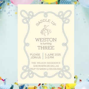 Cowboy/Cowgirl Birthday Invitation: Editable Western Theme (Digital Download, 5x7 Template)