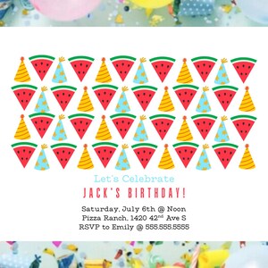 Watermelon Birthday Invitation: Editable Summer Party Template (Digital Download)