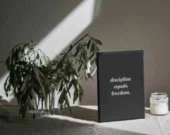 Discipline Equals Freedom Print: Minimalist Motivational Wall Art (Digital Download