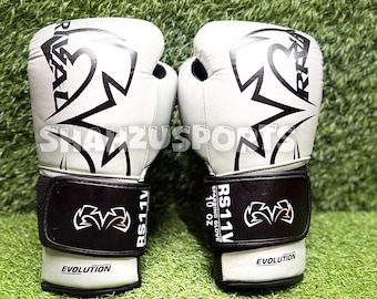 Rival witte bokshandschoenen voor Muay Thai kickbokstraining en sparren, handgemaakte leren handschoenen