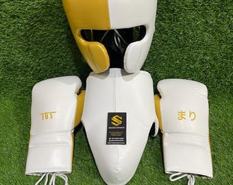 Custom Boxing Gear Set | Personalized Gloves Headguard & Groinguard