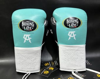Guantoni da boxe in pelle personalizzati "No Boxing No Life" – Guantoni da allenamento e da sparring personalizzati – Attrezzatura personalizzata in stile professionale – Regalo per pugili – Handm
