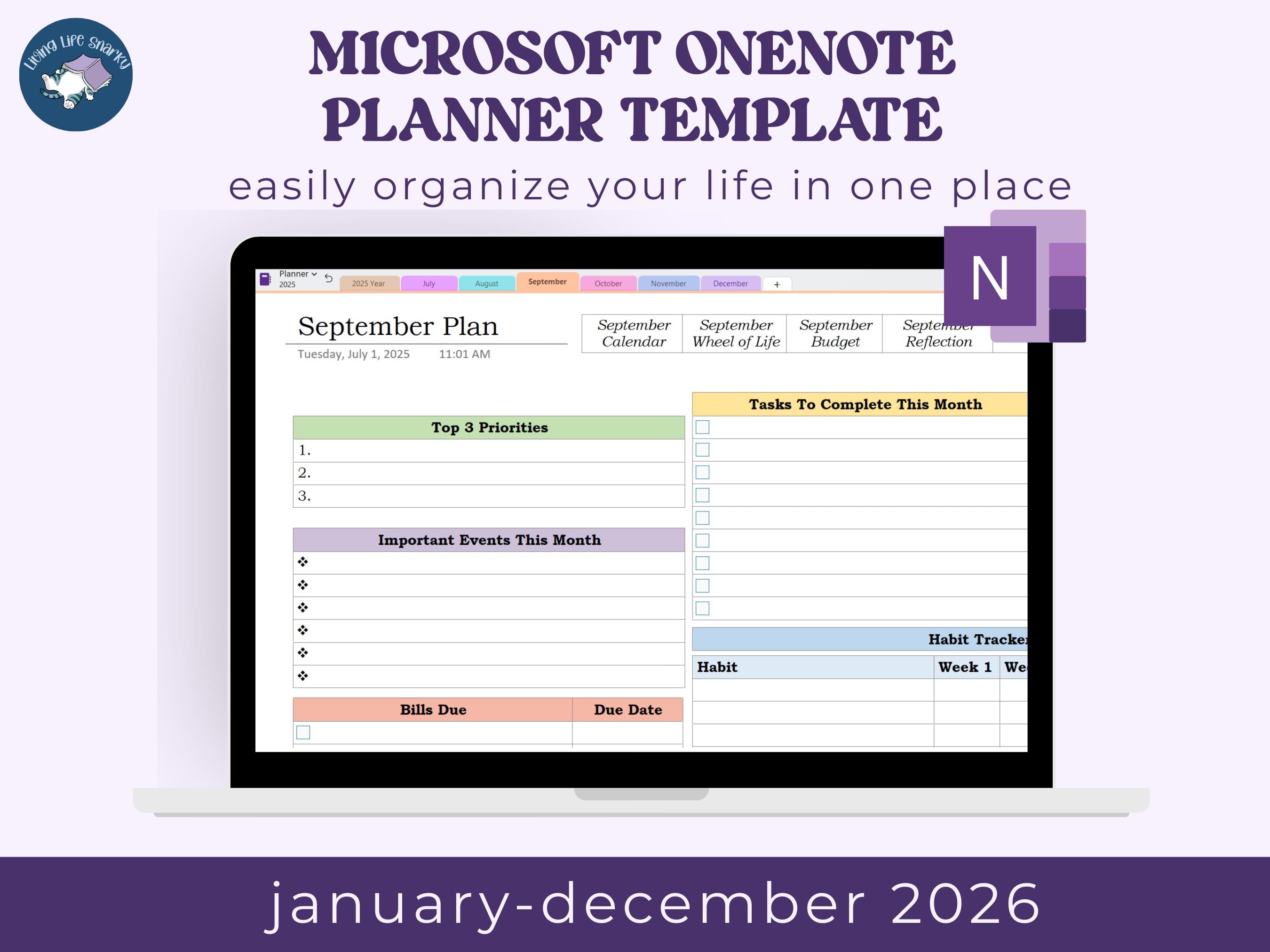 ONENOTE Template | 2026 Digital Planner | Onenote Planner | One Note ...