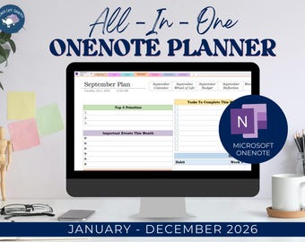 ONENOTE-mall | Digital planerare 2026 | OneNote-planerare | Mall för OneNote-planerare | Digital OneNote-planerare | OneNote-planerare