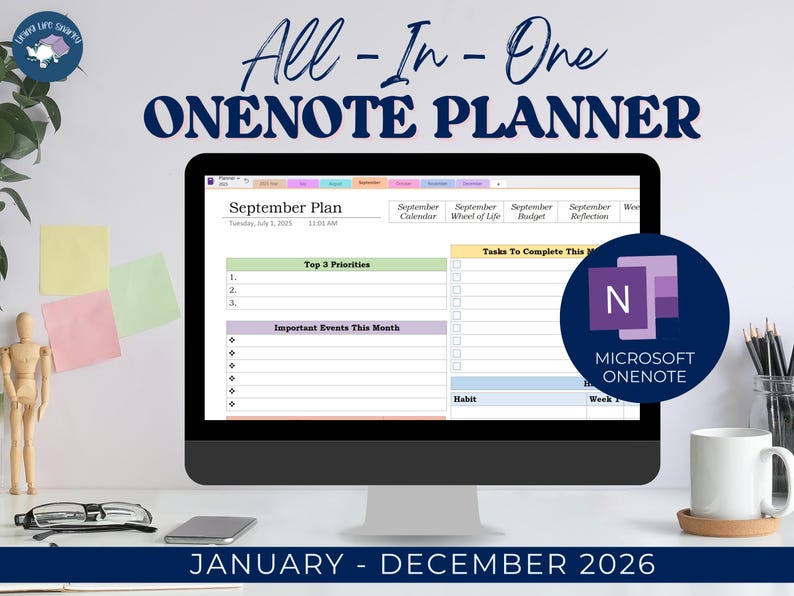 Onenote Work Diary ONENOTE Template | 2026 Digital Planner | Onenote Planner | One Note ...
