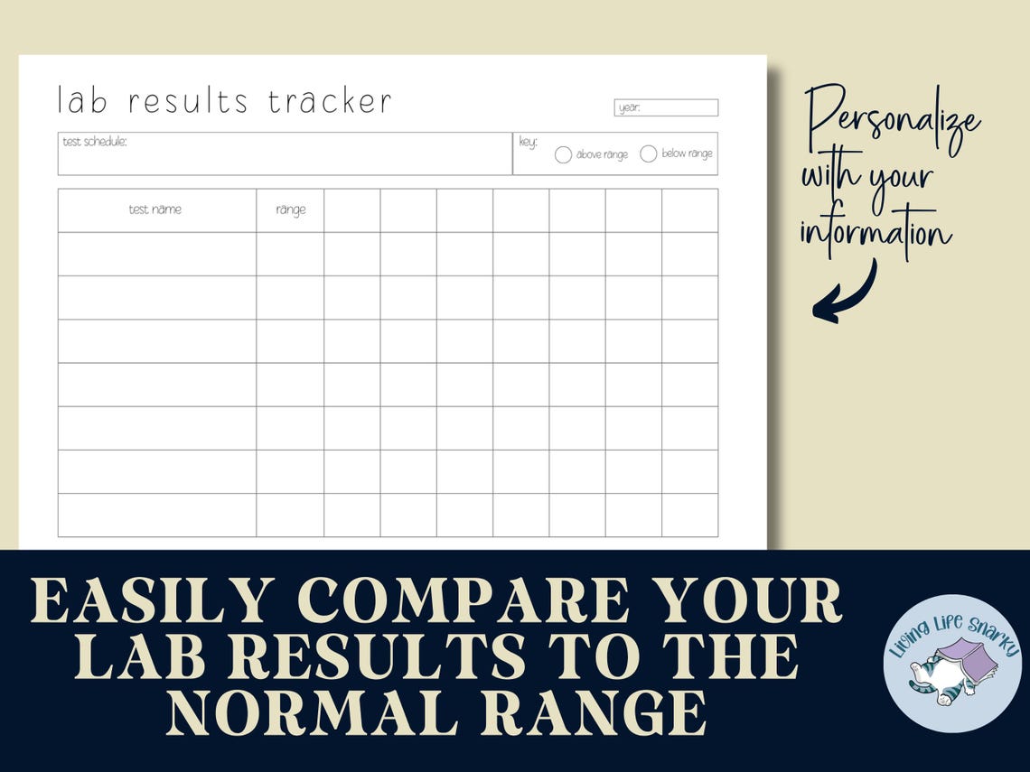 Printable Lab Results Tracker Bundle | 6 Font Styles | A4, A5, Letter ...