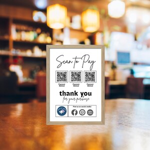 Printable Scan to Pay Sign | Aesthetic QR Code Payment Sign Template | Cashless Payment Sign | Small Business Sign | Instant Download