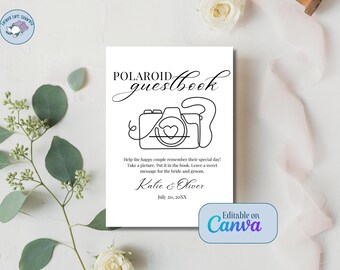 Polaroid Guestbook Sign Template | Snap a Photo Leave a Message Sign | Editable Canva Wedding Sign | Instant Download | 4 Sizes