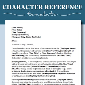 Plantilla de carta de recomendación editable / Carta de recomendación personalizable / Carta de referencia de empleado / Google Docs, Word y Canva