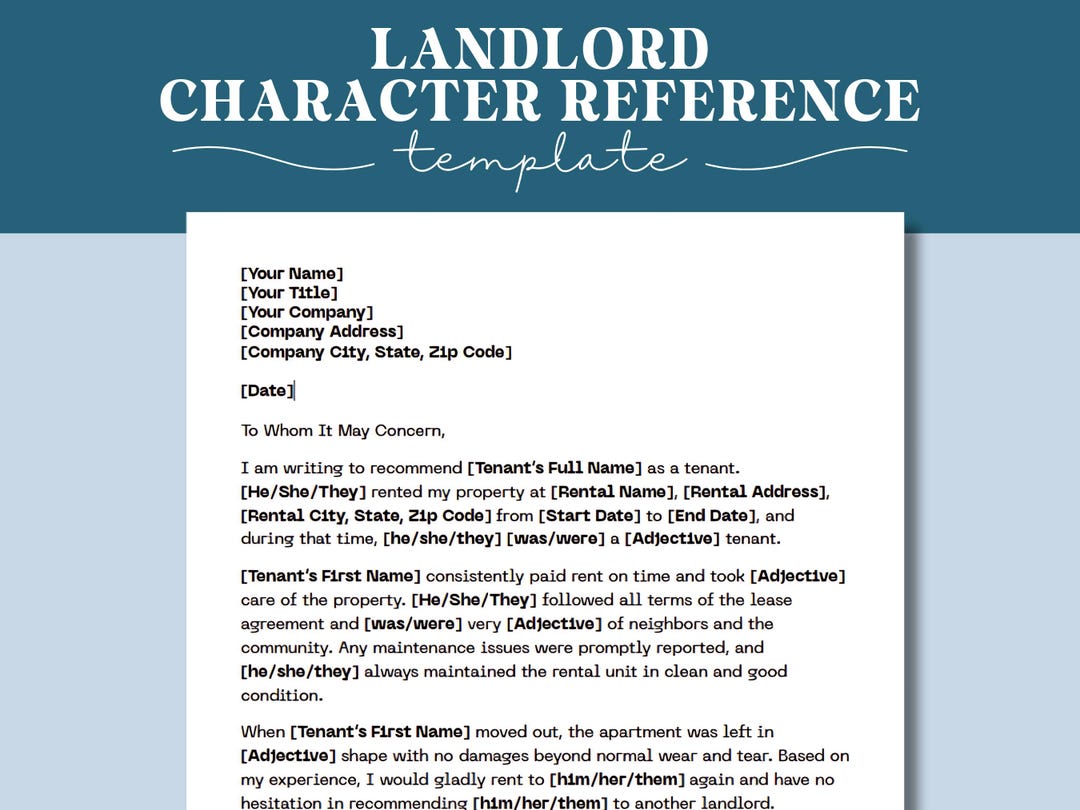 Landlord Character Reference Template | Rental Letter of Recommendation ...