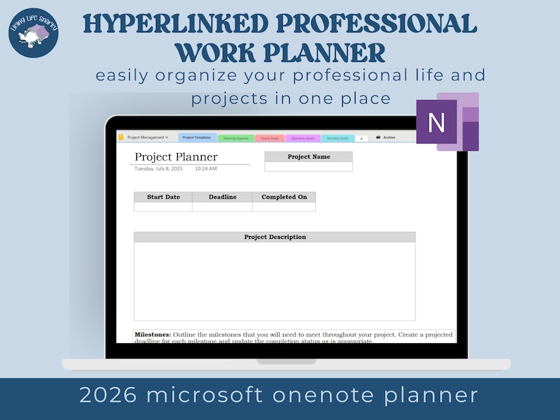 Onenote Work Week Template Hyperlinked Planner | One Note Template for Work | Onenote Template ...