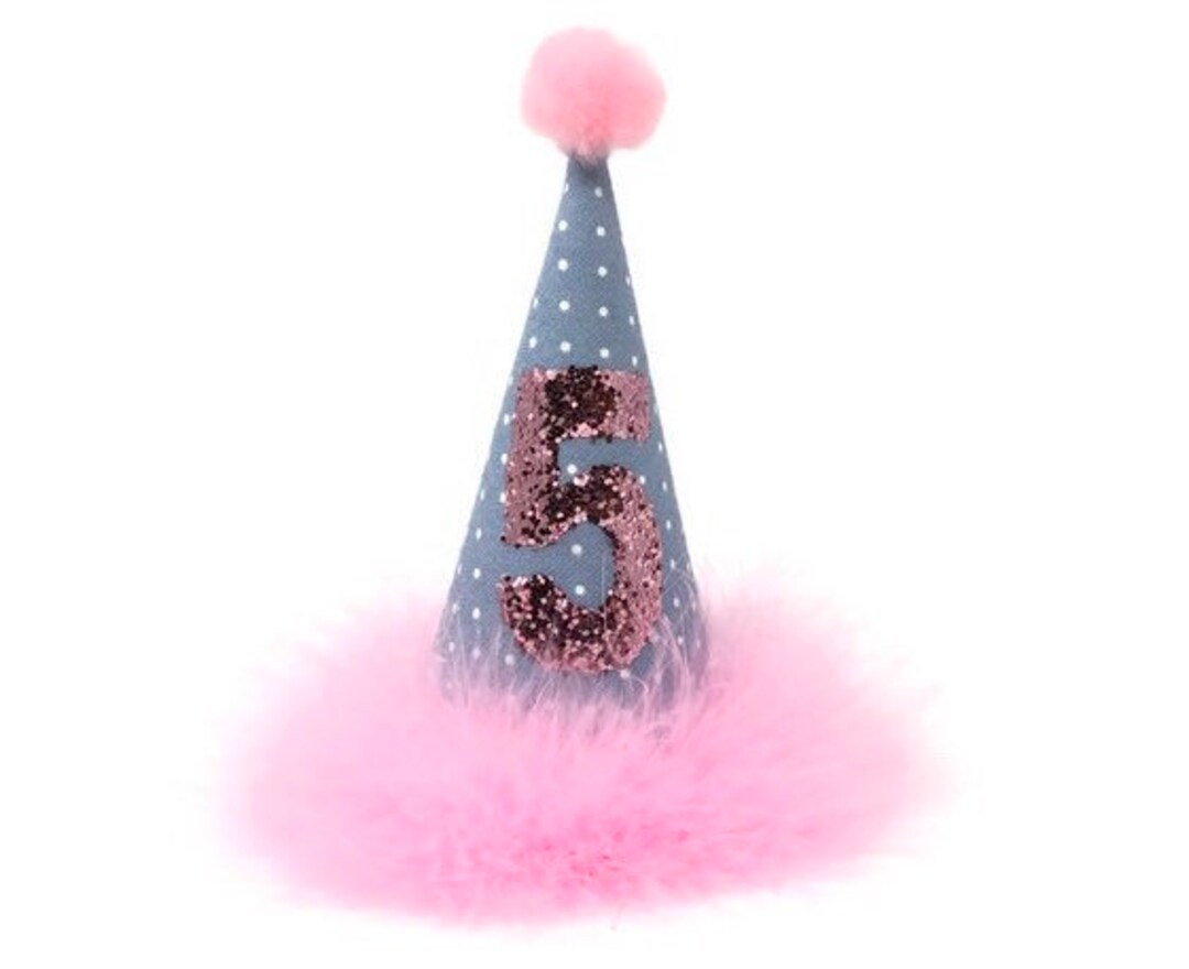Denim Dot and Pink Dog Birthday Hat Dog Birthday Hat Denim Etsy