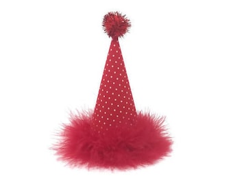 Red and White Polka Dots Birthday Hat, Dog Birthday hat, Dog Birthday, Cat Birthday Hat, Polka Dot, Red, Strawberry Birthday