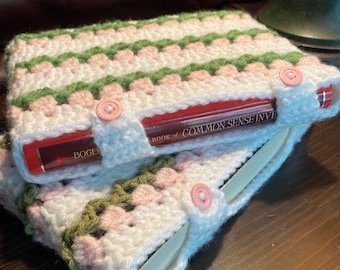 Crochet Tulip Book/Ipad Cover - with buttons