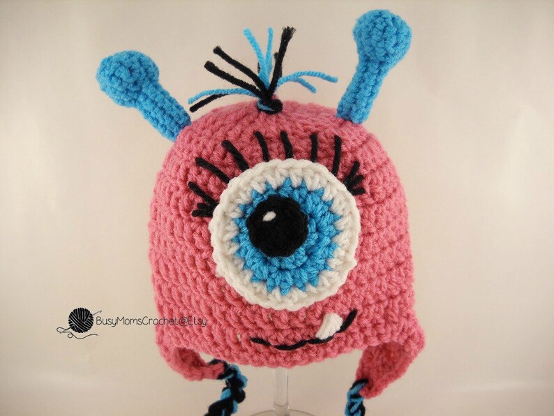 Handmade Crochet Baby Girl Monster Hat With Antennae and Etsy