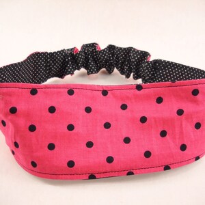 Handmade women&#39;s reversible fabric headband, polka dots,  adult size