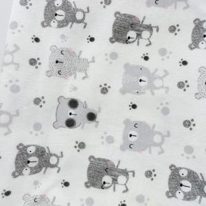 Gray Bears neutral Flannel fabric, Super Snuggle Flannel, 100% Cotton FLANNEL, nursery decor, fabric by the 1/2 yard, baby flannel