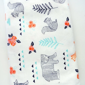Forest animals Flannel fabric, Super Snuggle Flannel, 100% Cotton FLANNEL, nursery decor, fabric by the half yard, forest critters flannel,