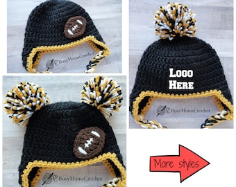 Pittsburgh colors crochet pro football baby hat , handmade crochet team baby hat, baby beanie, sport colors HAT ONLY, newborn to adult size,